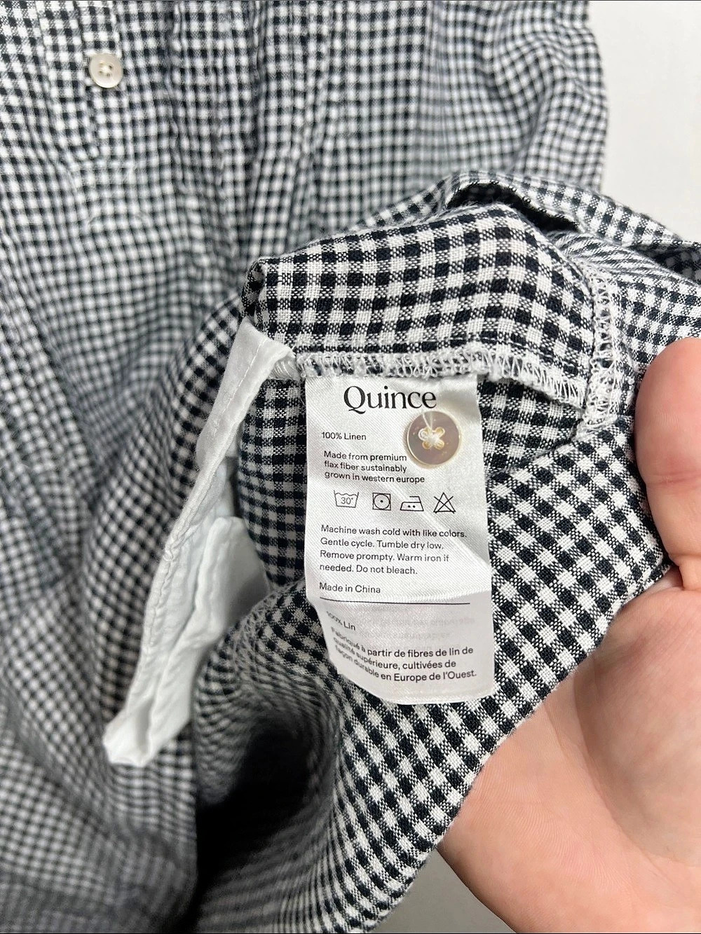 Quince 100% European Linen Sleeveless Swing Dress Navy & White Size Small - Picture 3 of 10